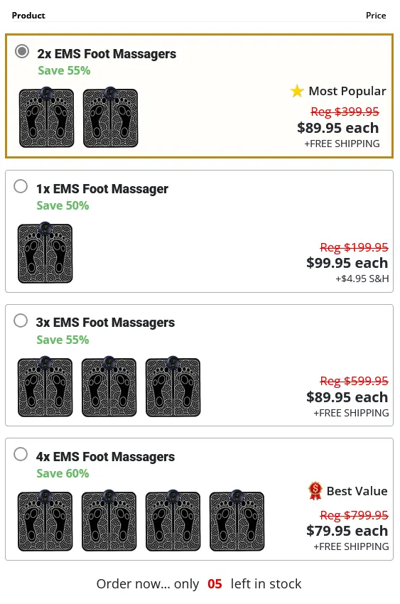 Nooro Ems Foot Massager Pricing